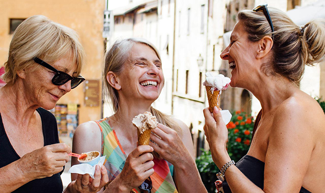 Women laughing with friends 