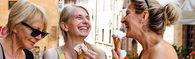 Women laughing with friends 